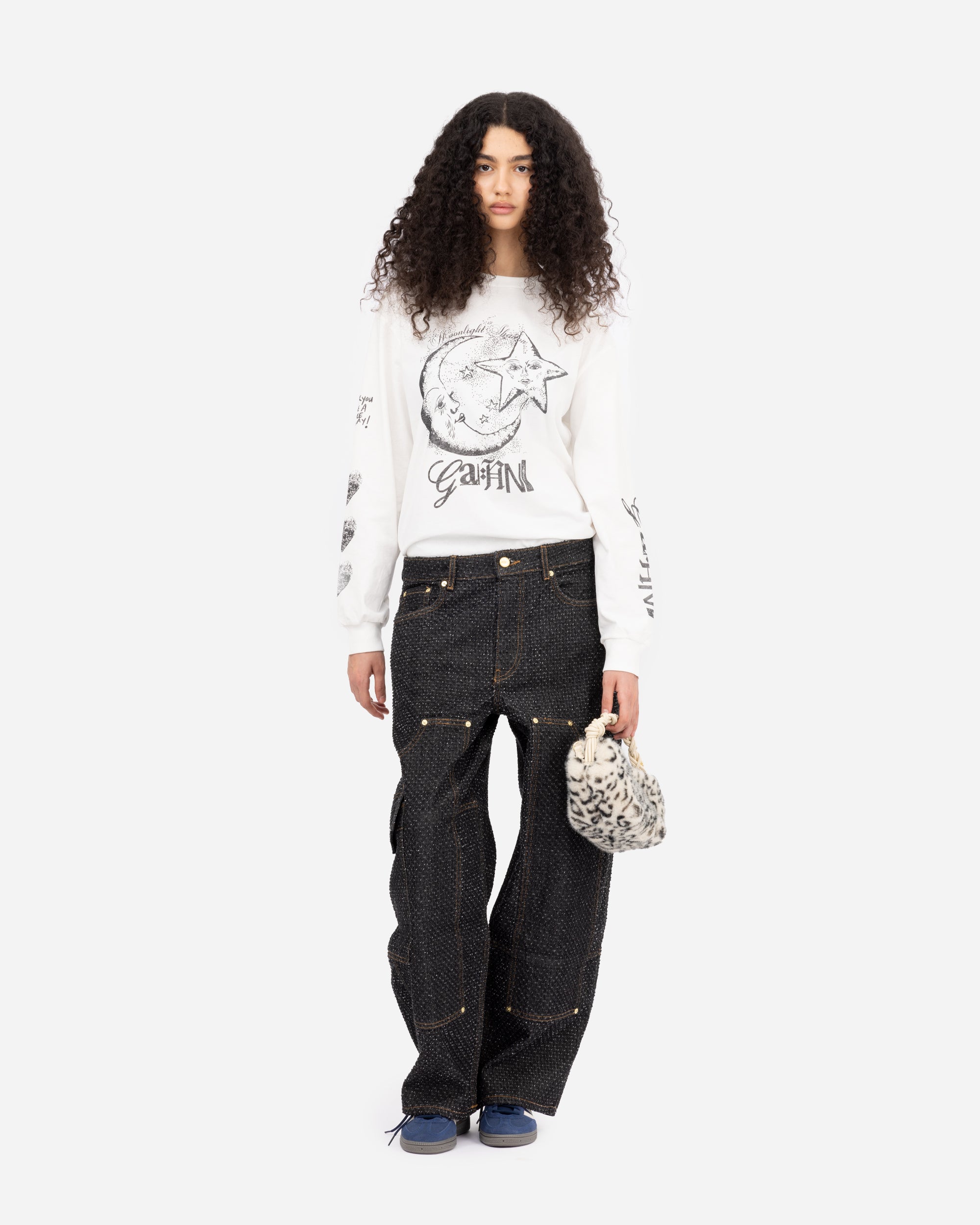 GANNI Fluffy Denim Carpenter Jeans Black J1617