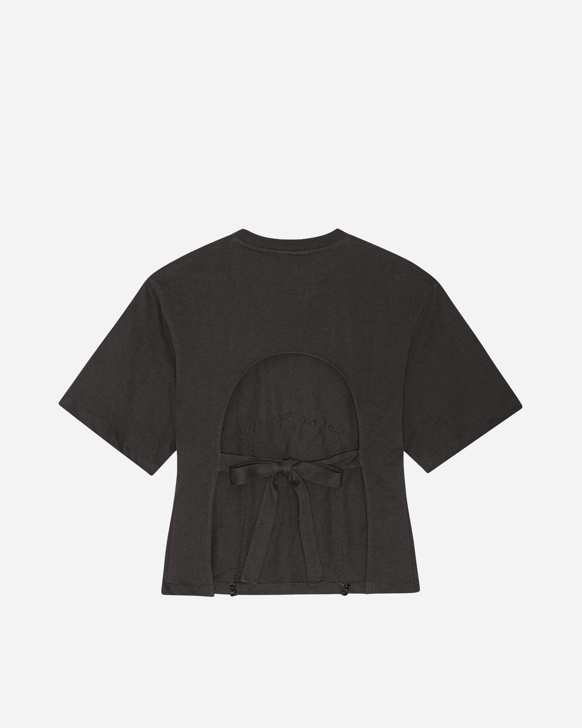 GANNI Heavy Cotton Tie Back Waisted T-shirt Phantom T4179