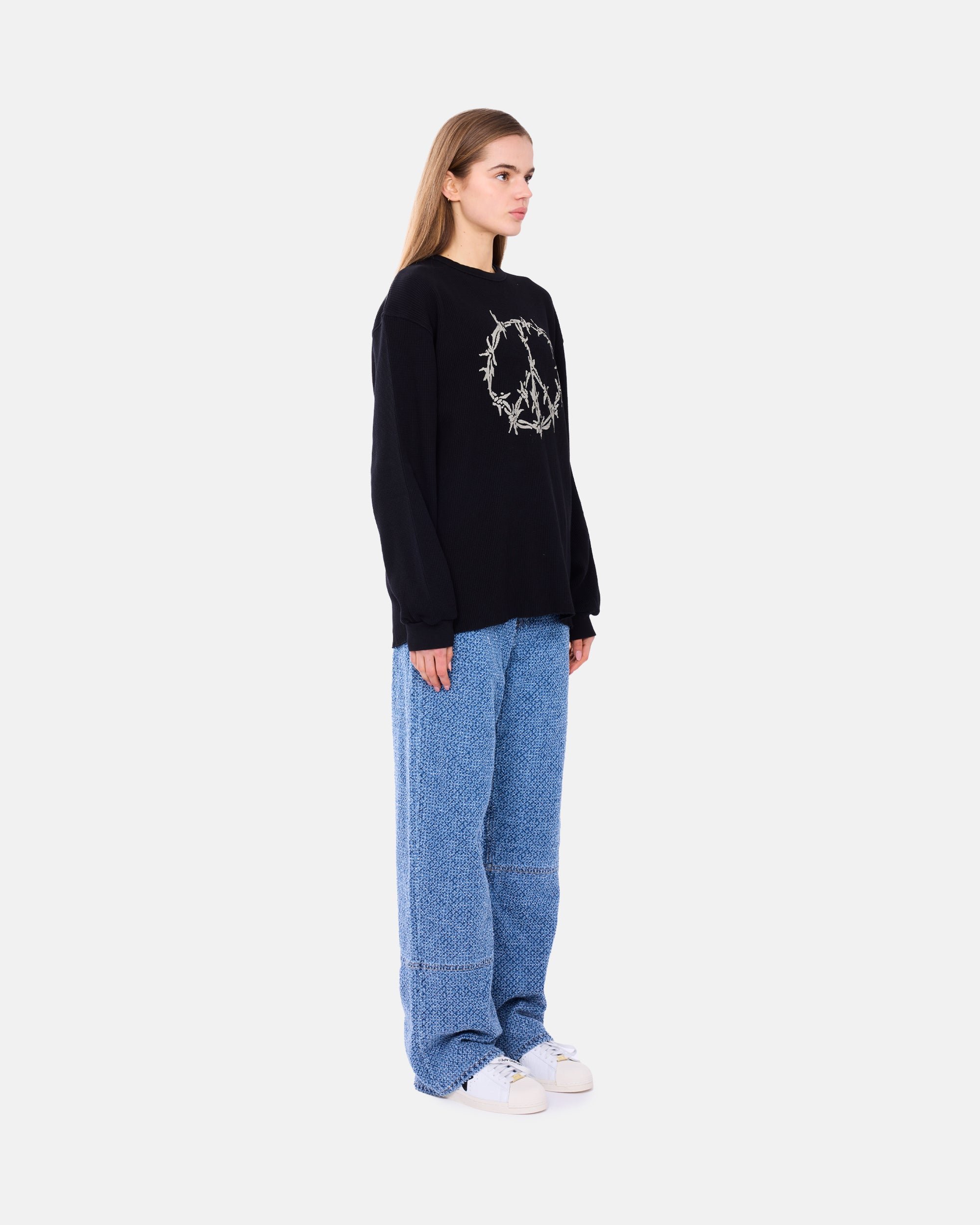 ARIES Peace Press Gothic Waffle Longsleeve Black AR6003903