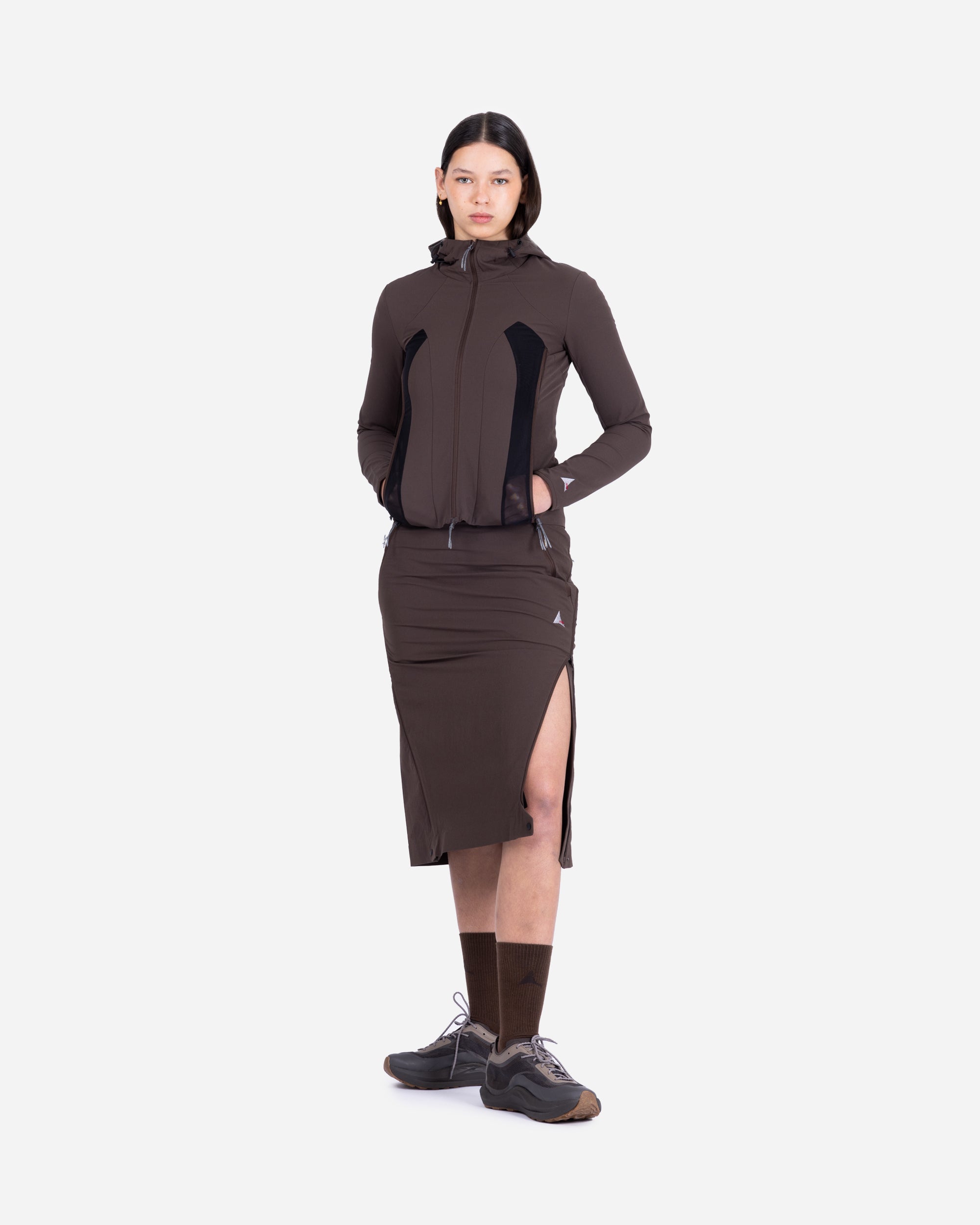 ROA Y-Zip Skirt Dark Brown RBWW019FA10-BRW0003