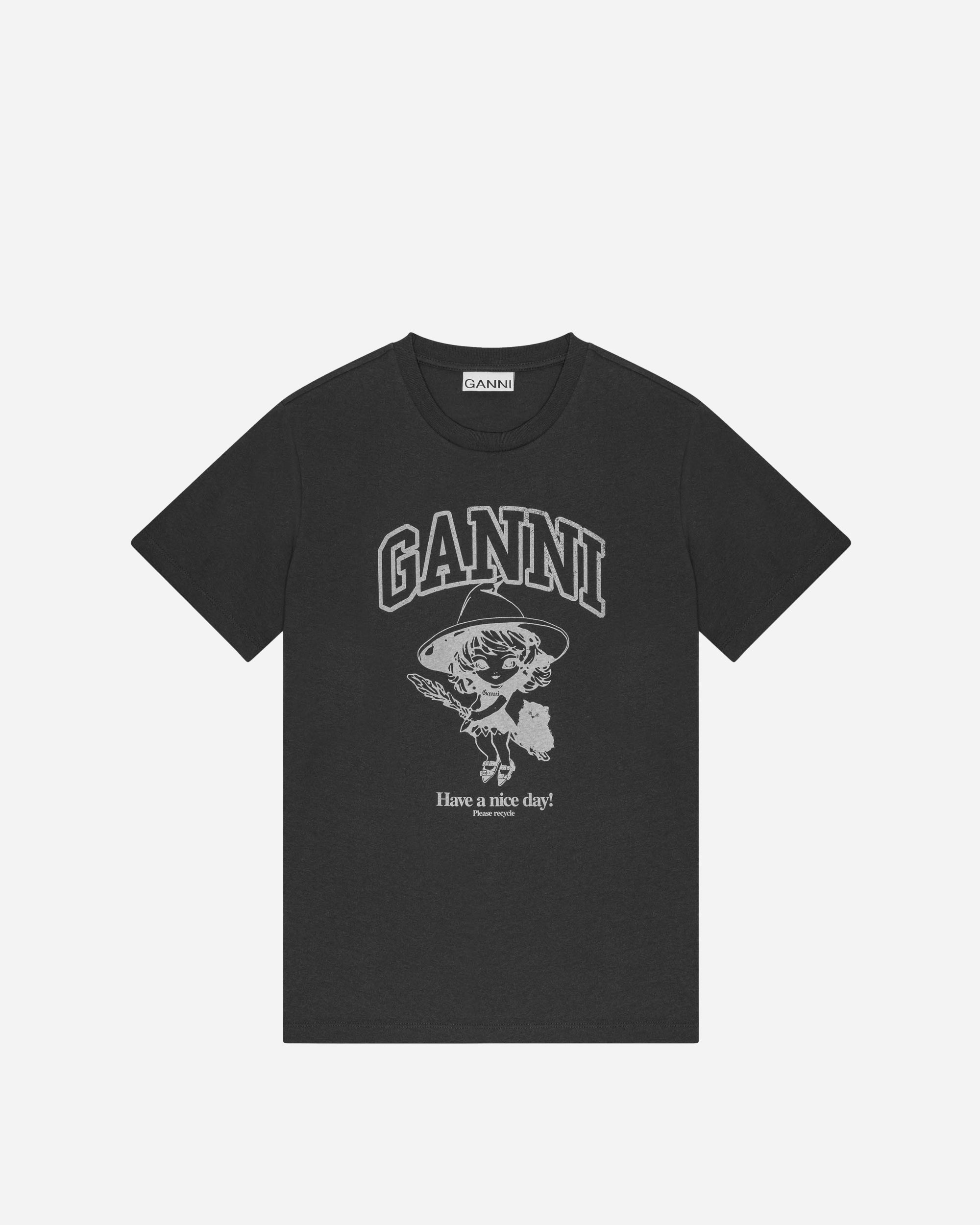 GANNI Basic Cotton Witch Relaxed T-shirt Phantom T4138